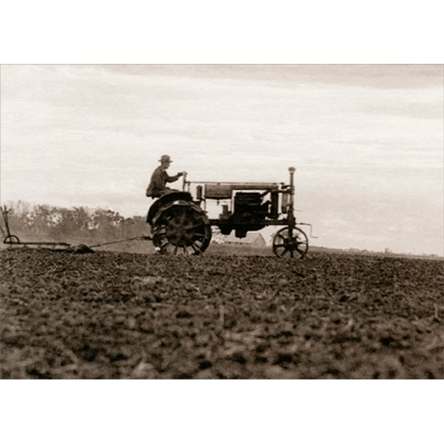 Avanti America Blank Card with Quote - Farmer Riding Tractor